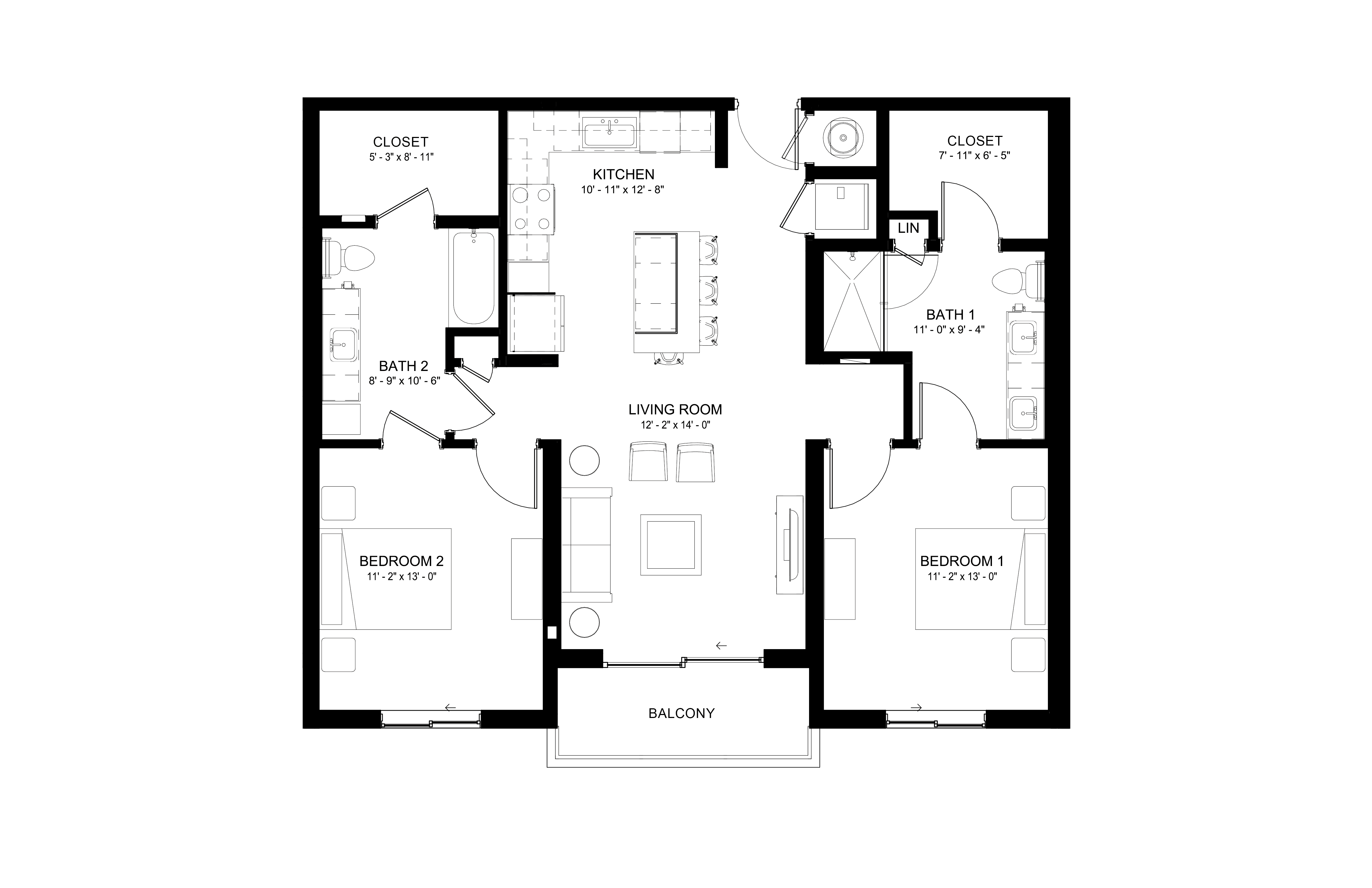 2 Bed/2 Bath-B5 floor plan
