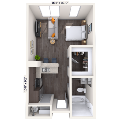 Studio 0x1 420-752 SF floor plan