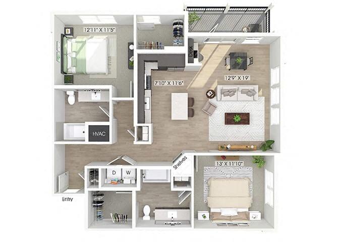 2 Bedroom Apartment – 7260 Roswell Rd. #4117, Sandy Springs, GA