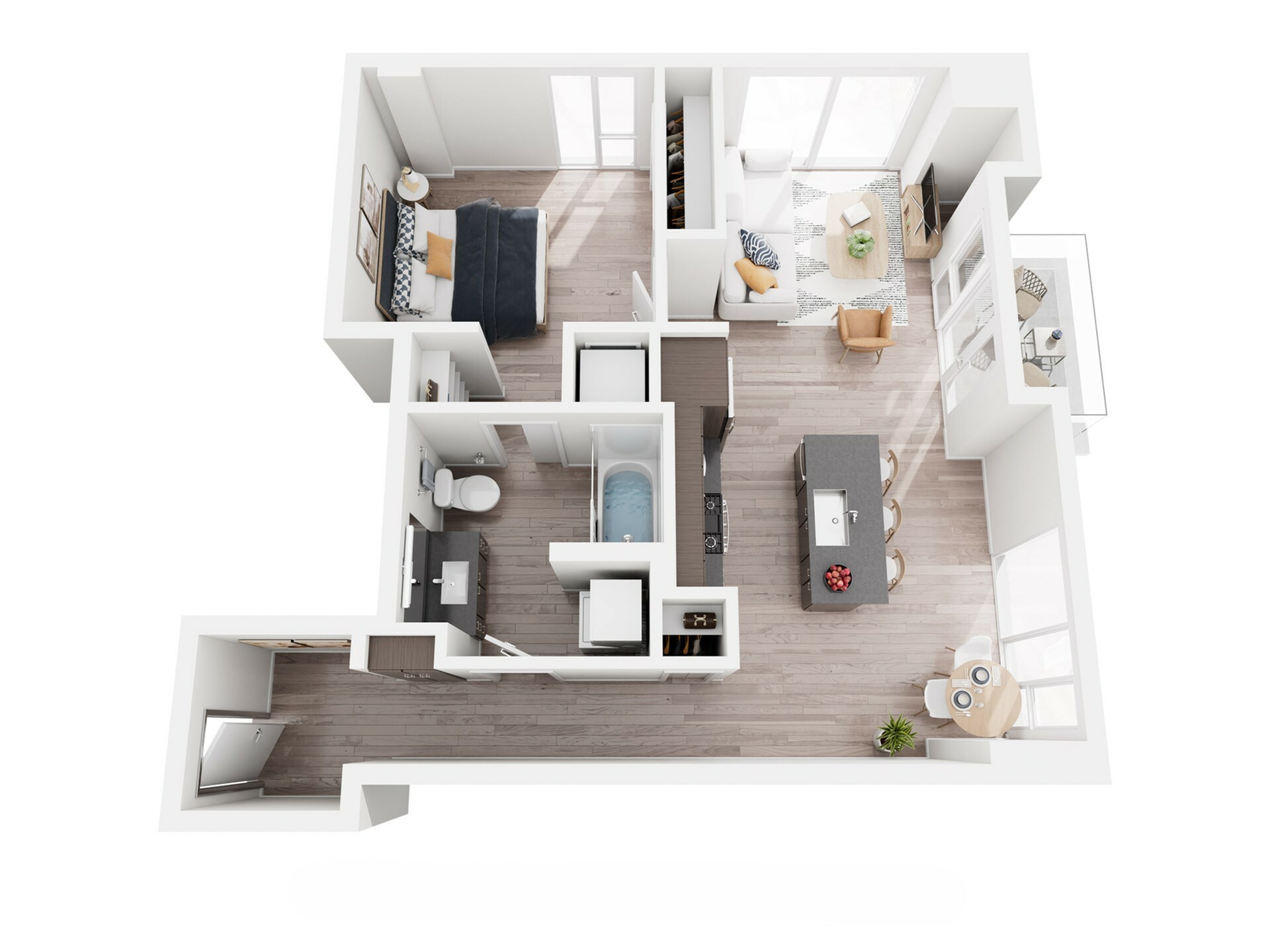 1 Bed, 1 Bath - N floor plan