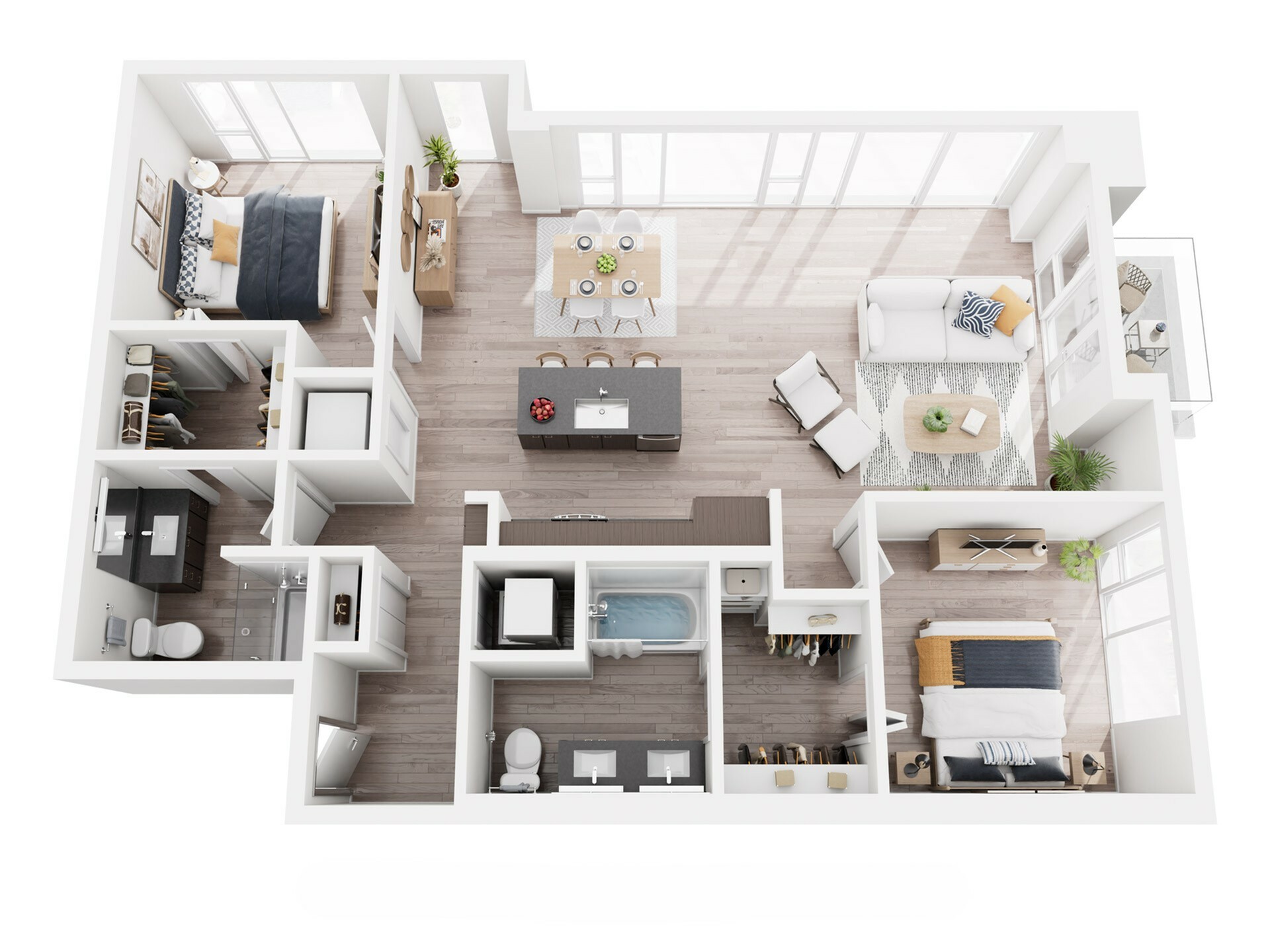 2 Bed, 2 Bath - B floor plan