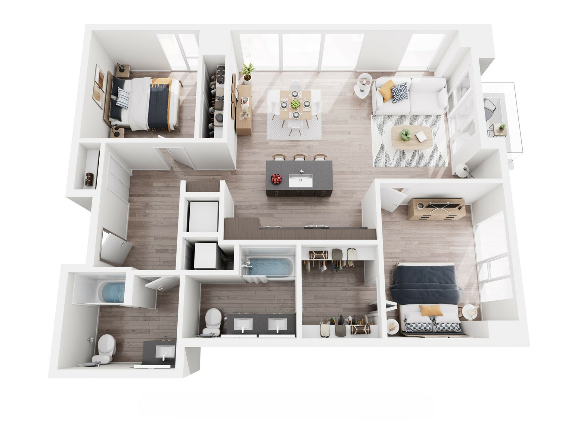 2 Bed, 2 Bath - G floor plan