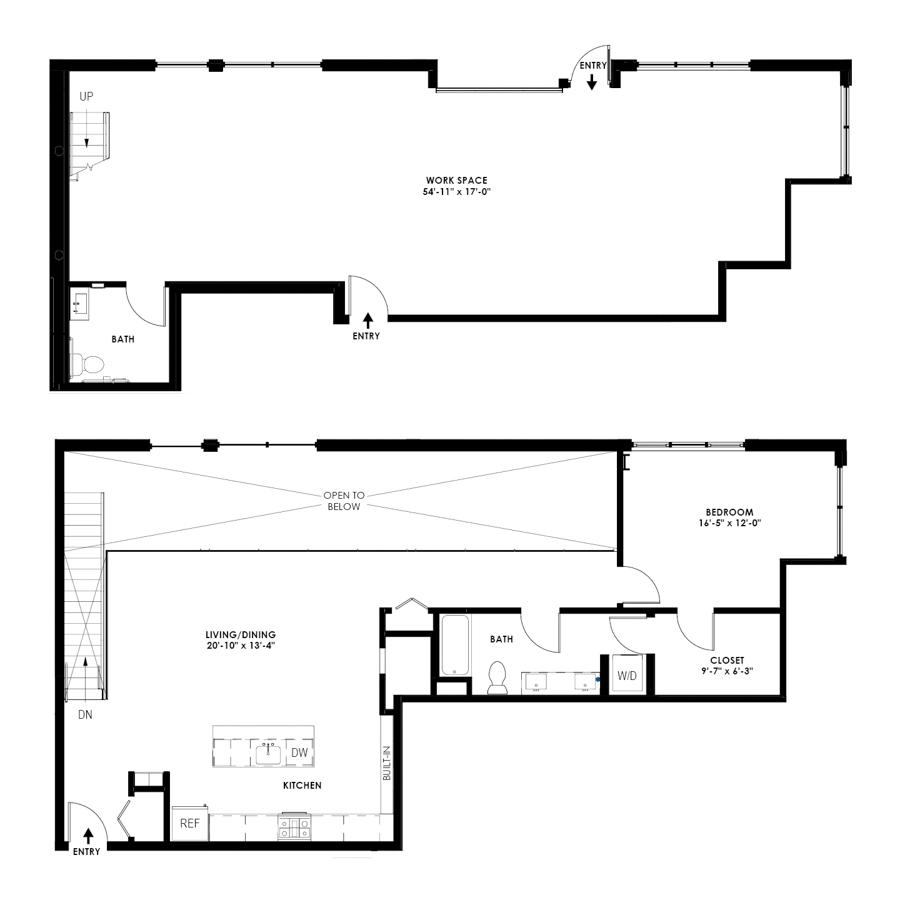 Live/Work 1 Bed, 1.5 Bath - C floor plan