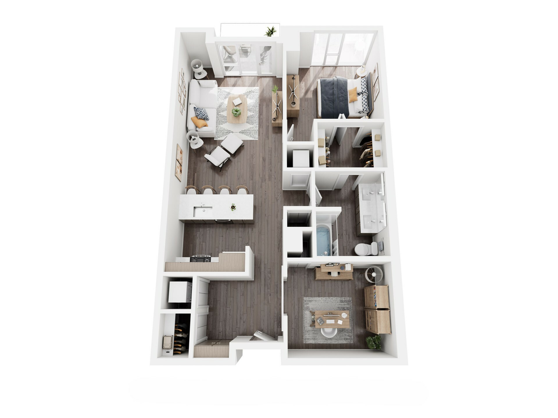 1 Bed, 1 Bath - K floor plan