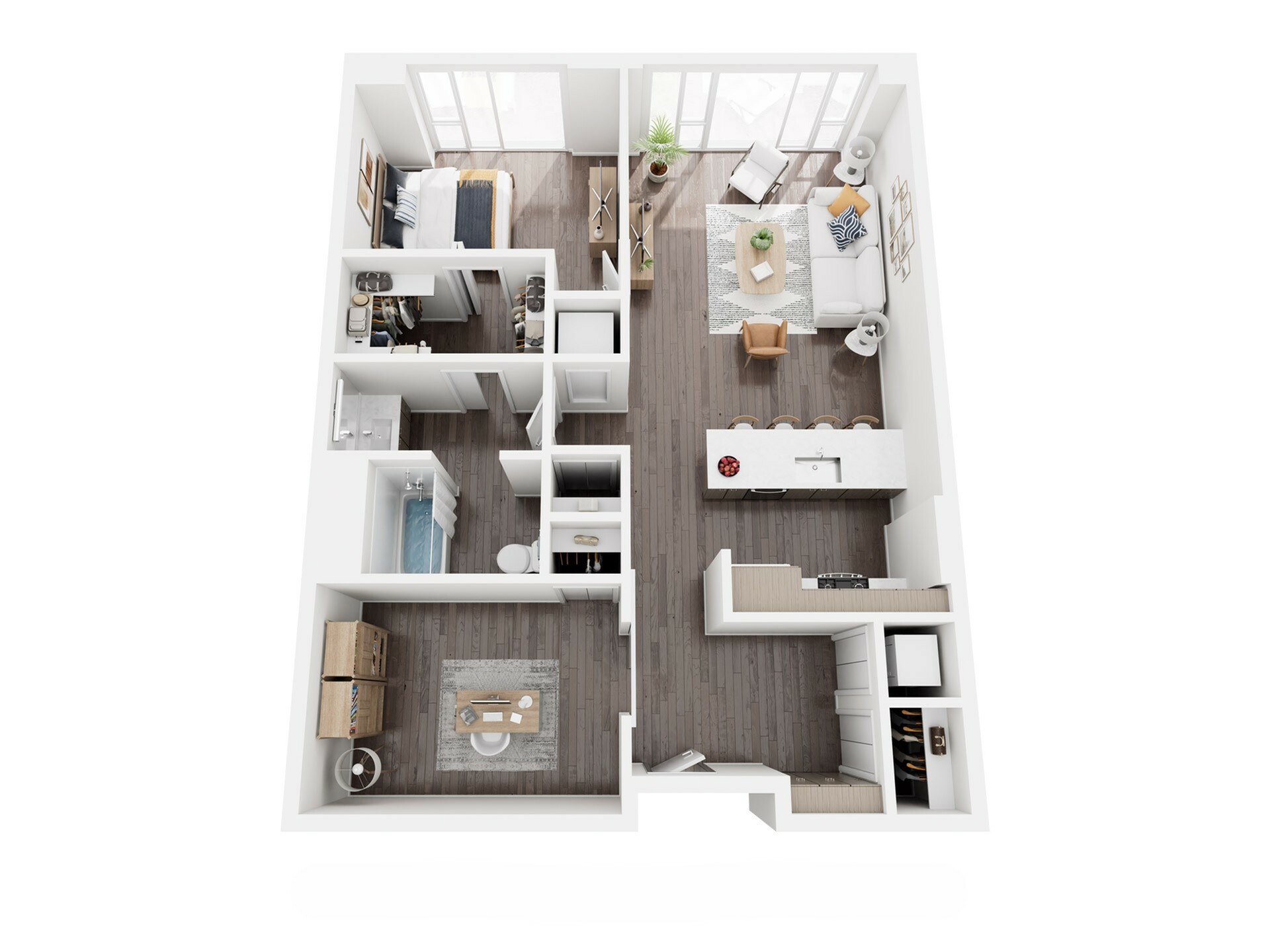 1 Bed, 1 Bath - U floor plan