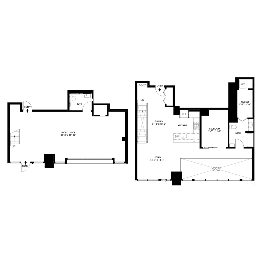 Live/Work 1 Bed, 1.5 Bath - D floor plan
