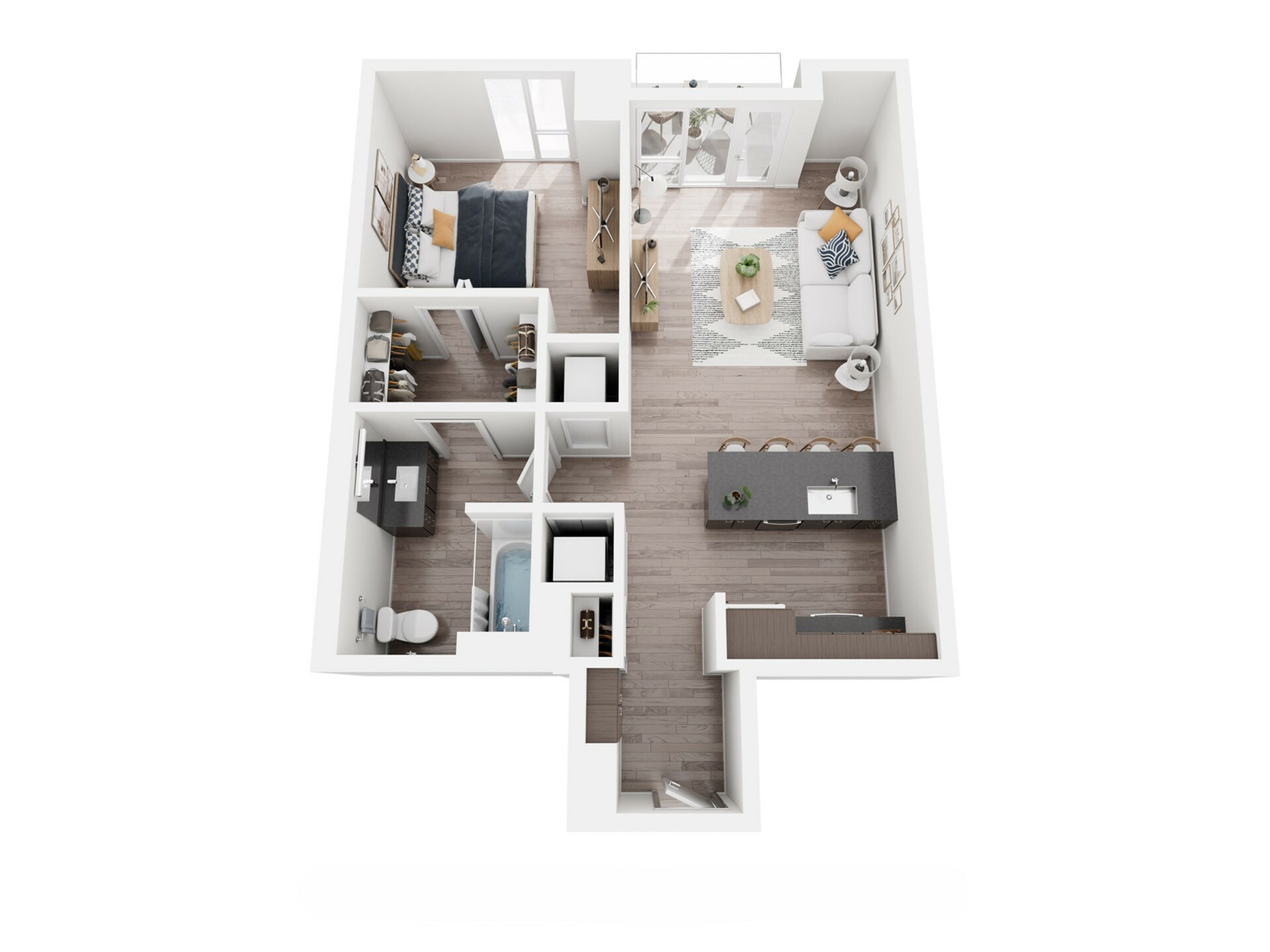 1 Bed, 1 Bath - D floor plan