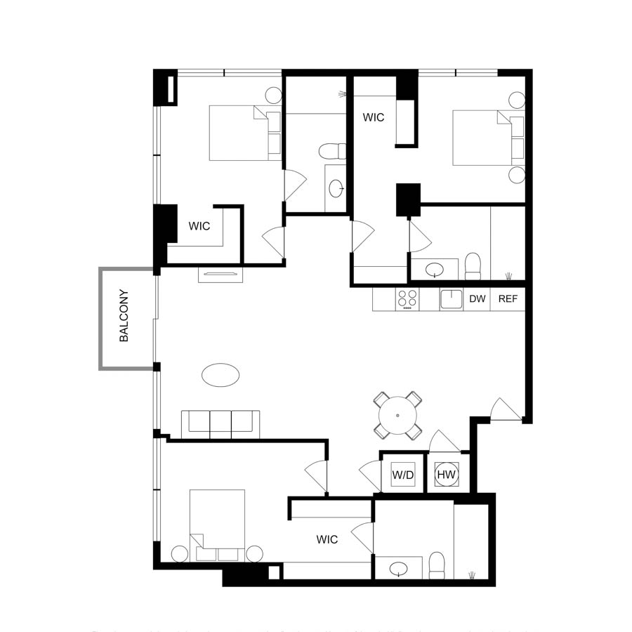 #3815 - 3 bedroom floorplan layout with 3 bathrooms and 