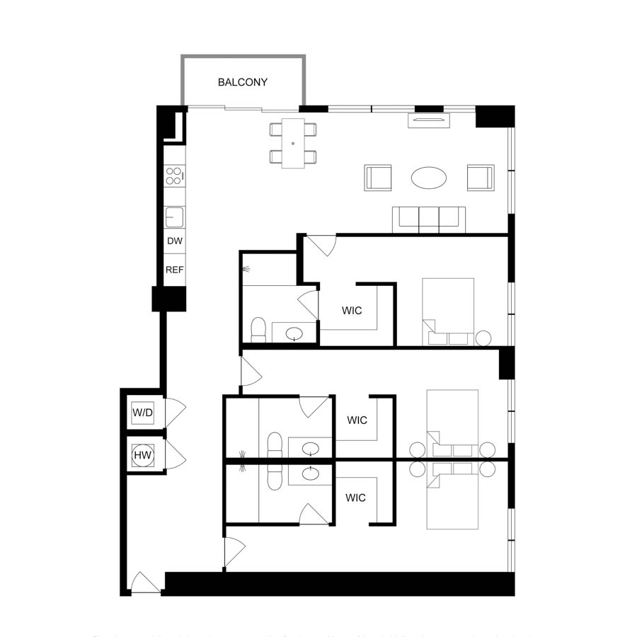#3806 - 3 bedroom floorplan layout with 3 bathrooms and 