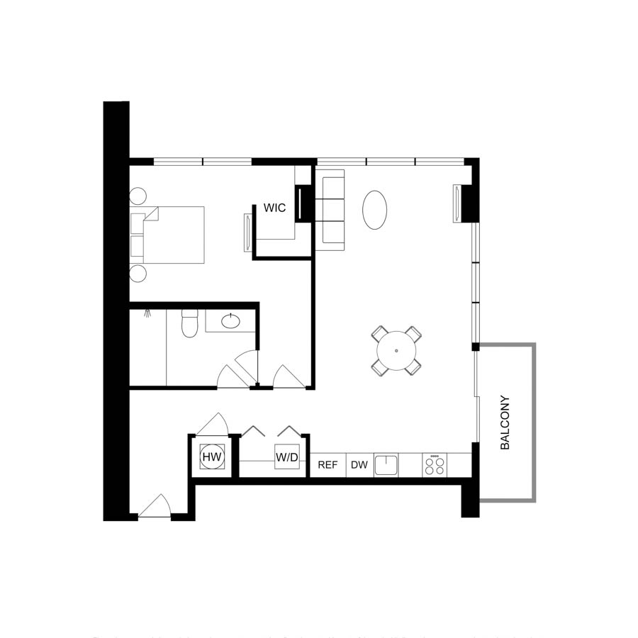 #3819 - 1 bedroom floorplan layout with 1 bathroom and 