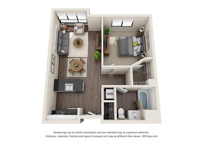 ONE BEDROOM | ONE BATH A2.1 floor plan