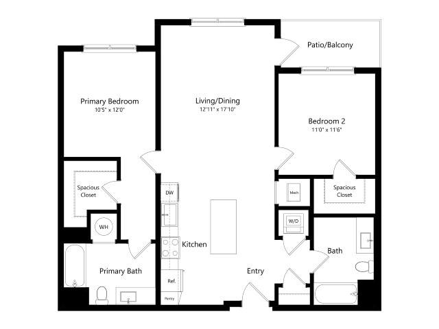 B1 | 2 Bed | 2 Bath floor plan