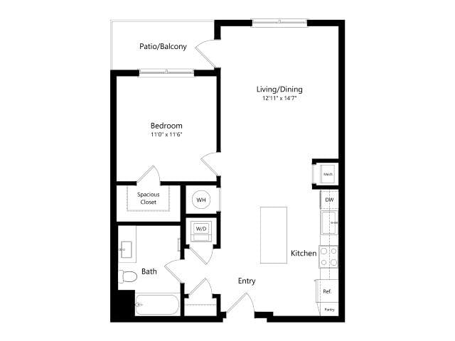 A1 | 1 Bed | 1 Bath floor plan