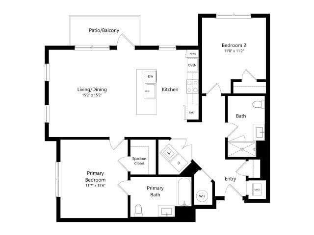 B4-G2 | 2 Bed | 2 Bath floor plan