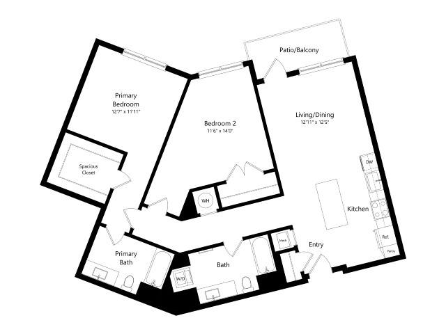 B5 | 2 Bed | 2 Bath floor plan