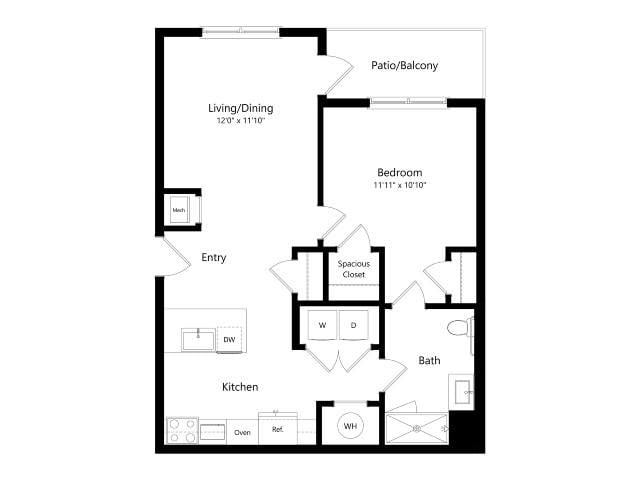 A2-G2 | 1 Bed | 1 Bath floor plan