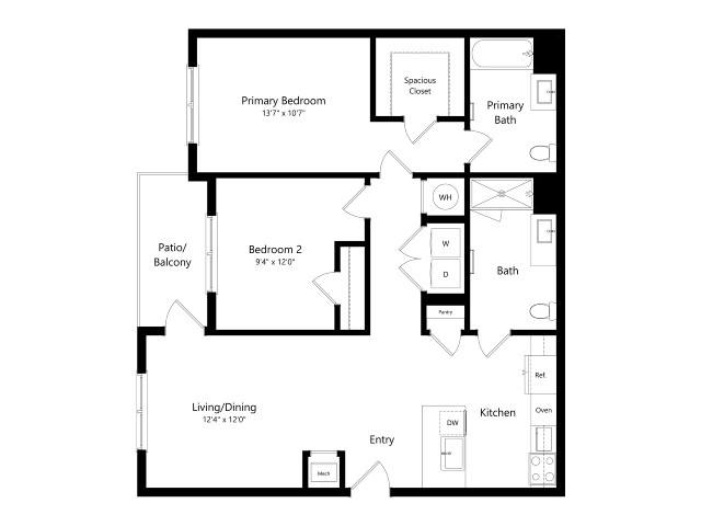 B2-G2 | 2 Bed | 2 Bath floor plan