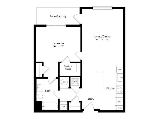 A4 | 1 Bed | 1 Bath floor plan