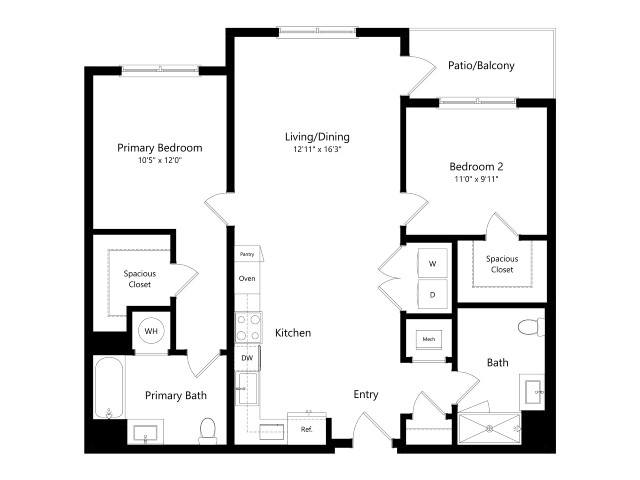 B1-G2 | 2 Bed | 2 Bath floor plan