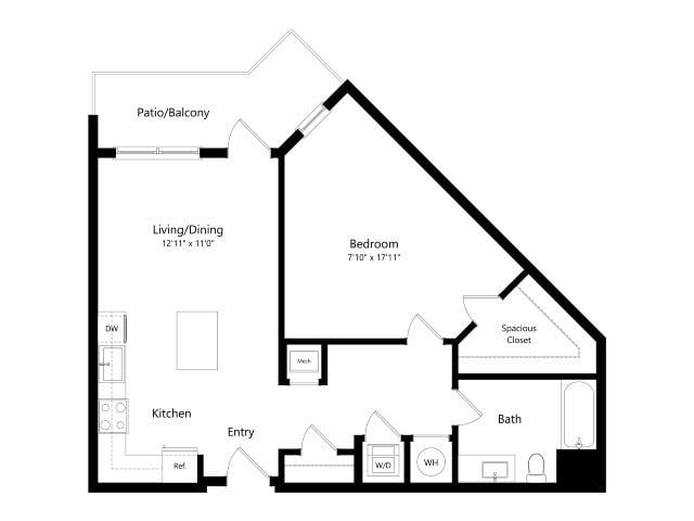 A6 | 1 Bed | 1 Bath floor plan