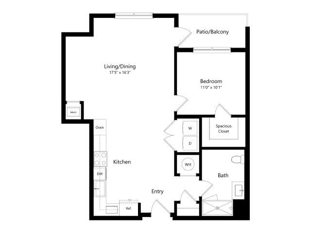 A8-G2 | 1 Bed | 1 Bath floor plan
