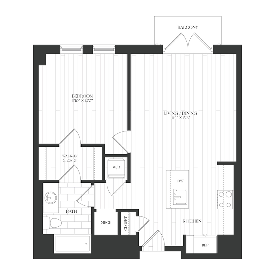 1B-1B floor plan