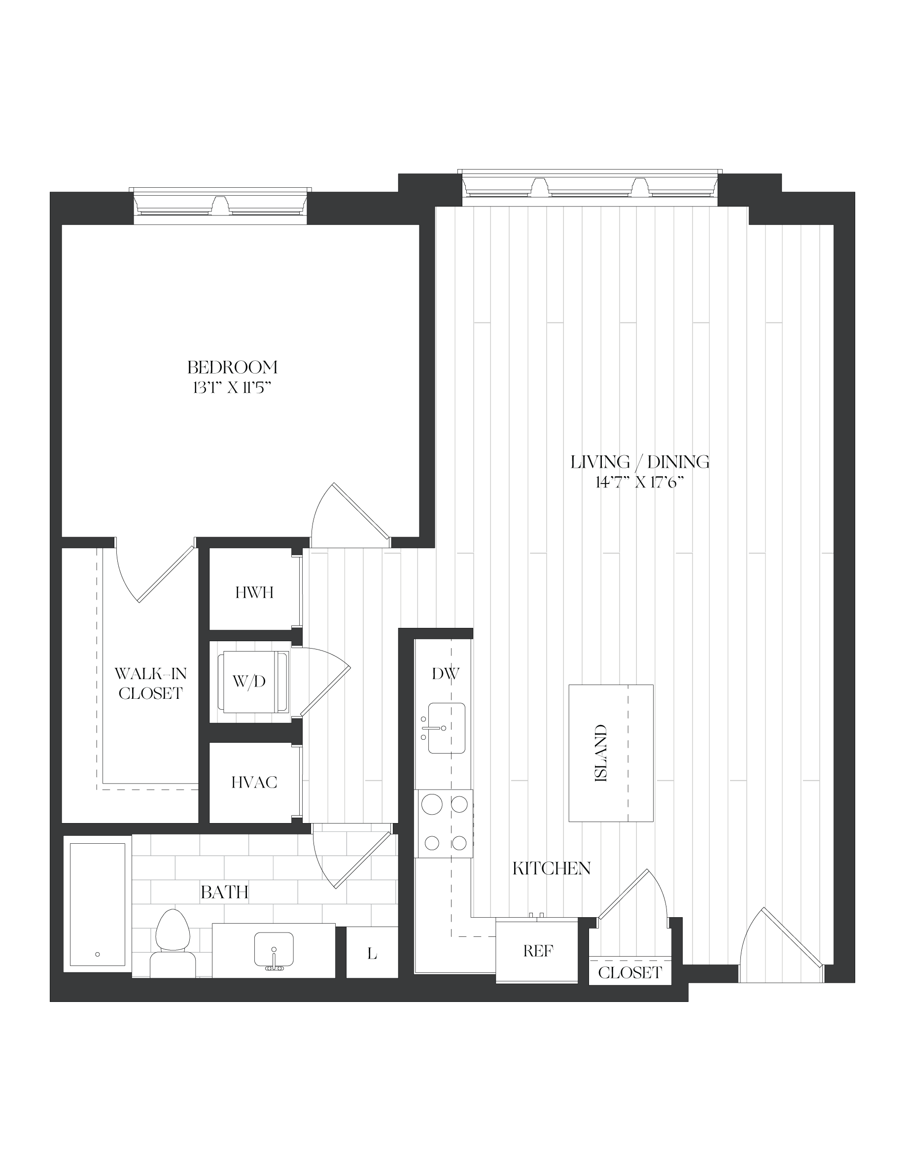 1 Bed/1 Bath-1B-4-C-The Barrett floor plan