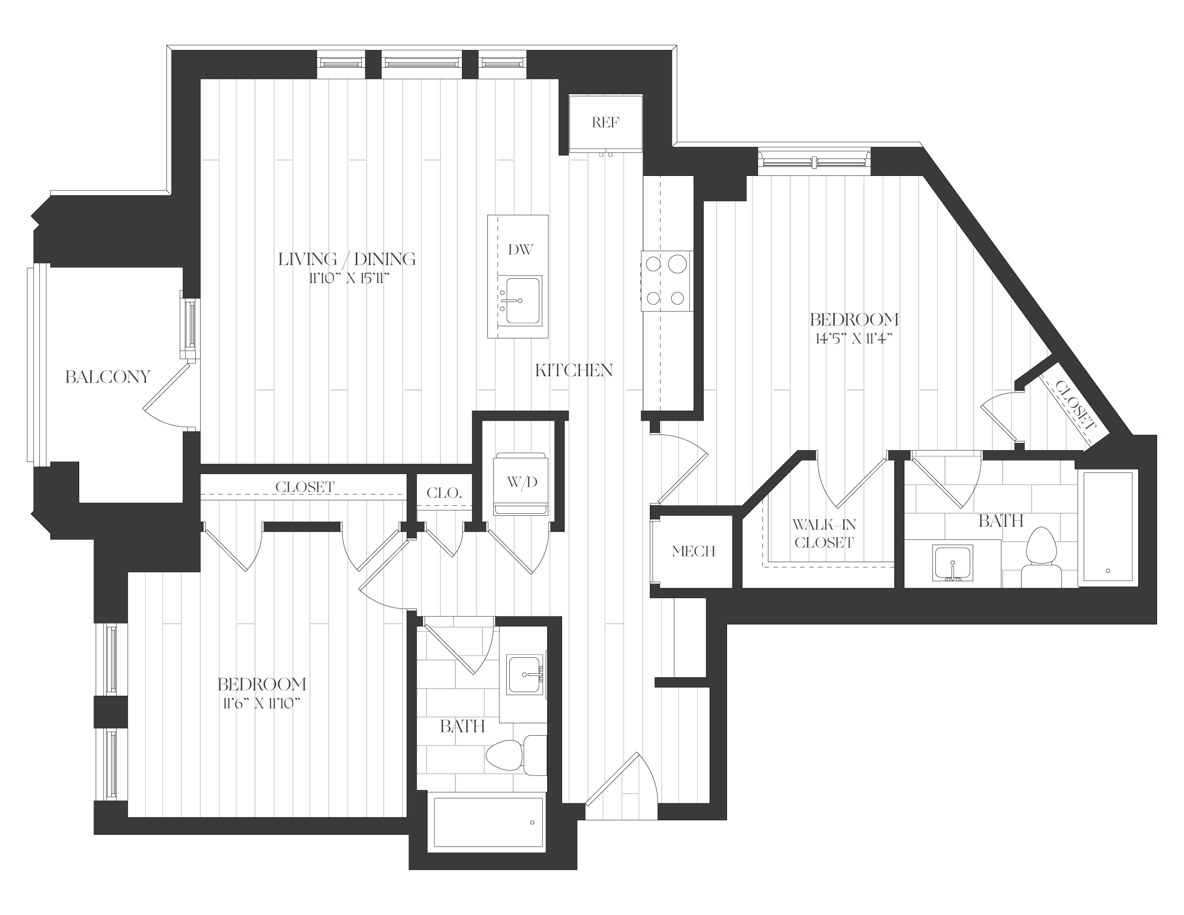 2 Bed/2 Bath-2B-6-The Claude floor plan