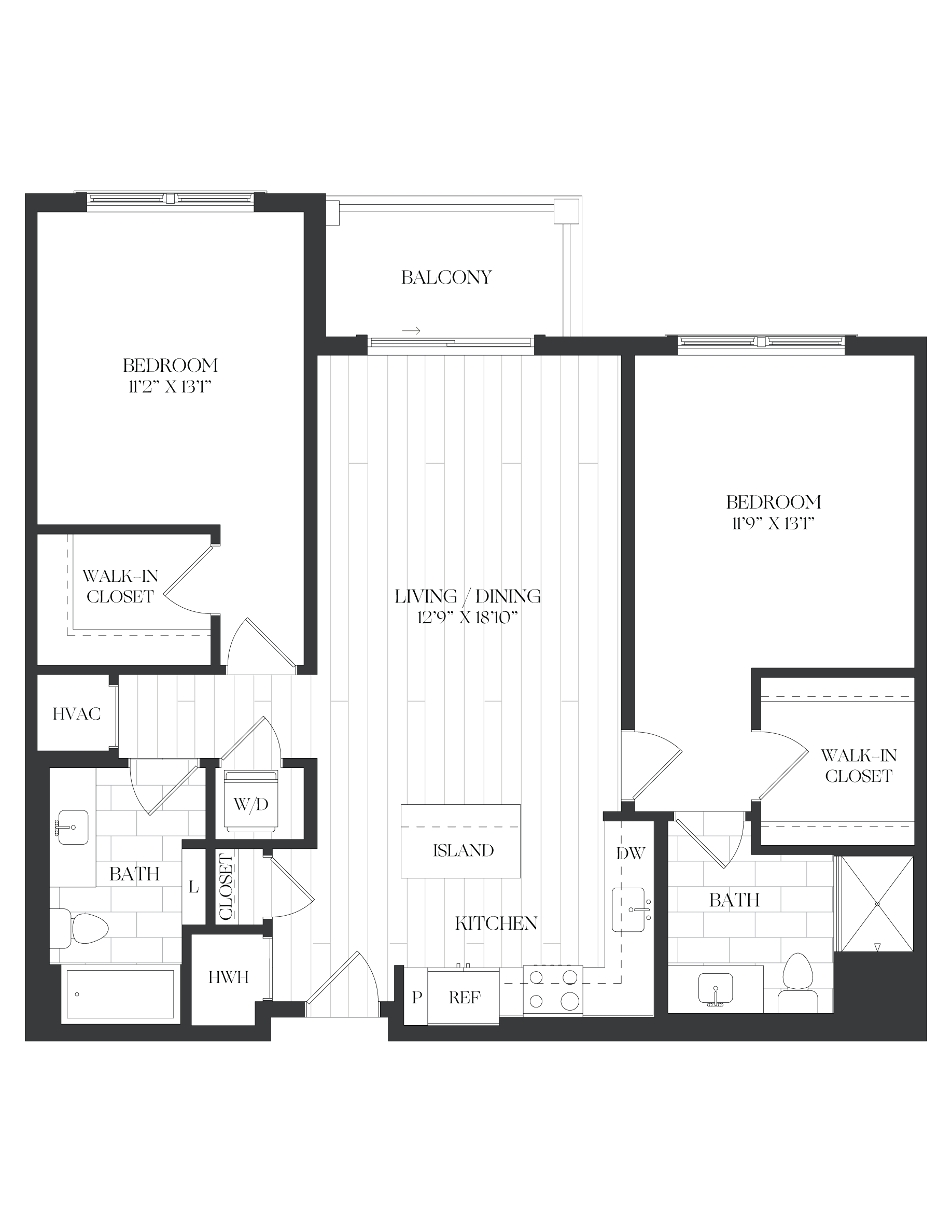 2 Bed/2 Bath-2B-3-B-The Barrett floor plan