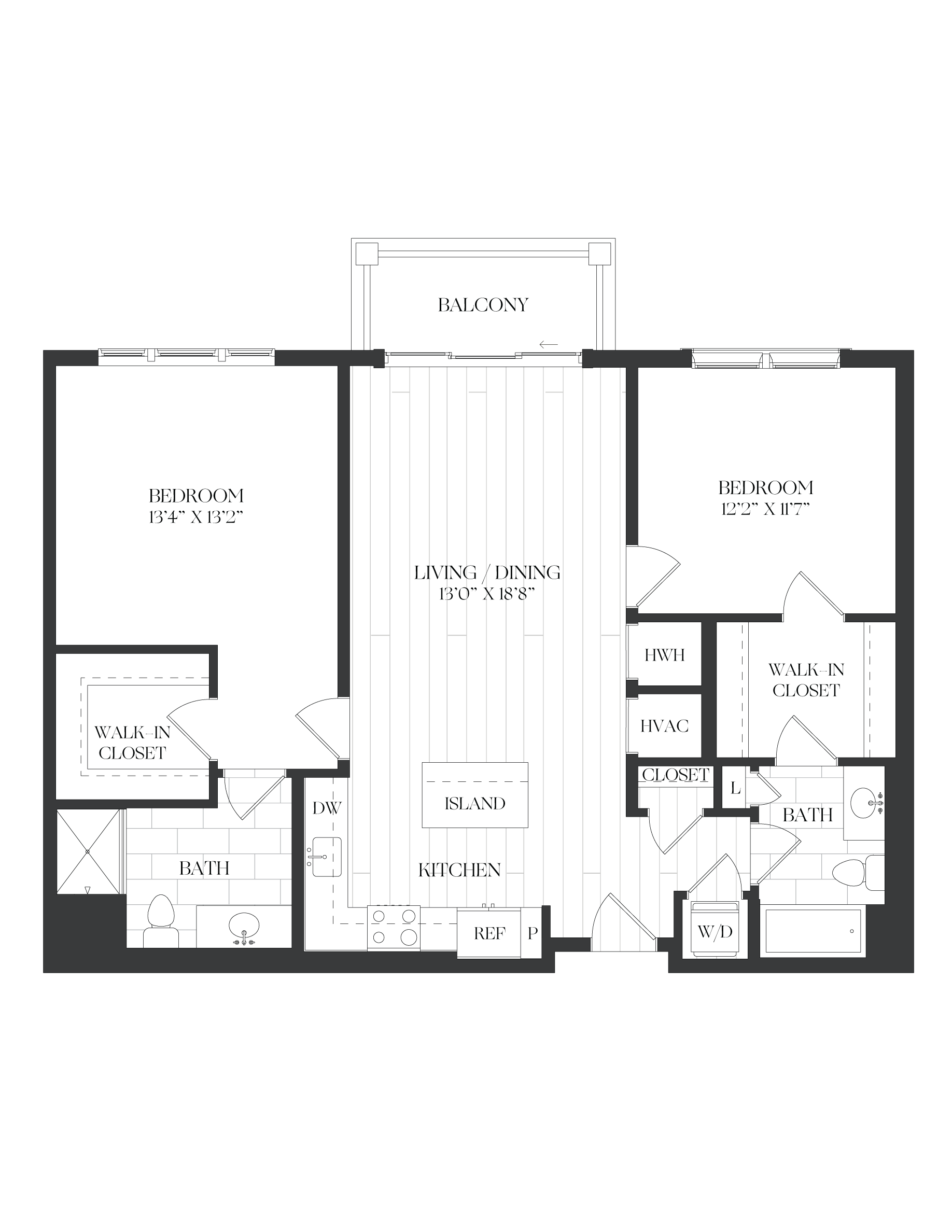 2 Bed/2 Bath-2B-2-B-The Barrett floor plan