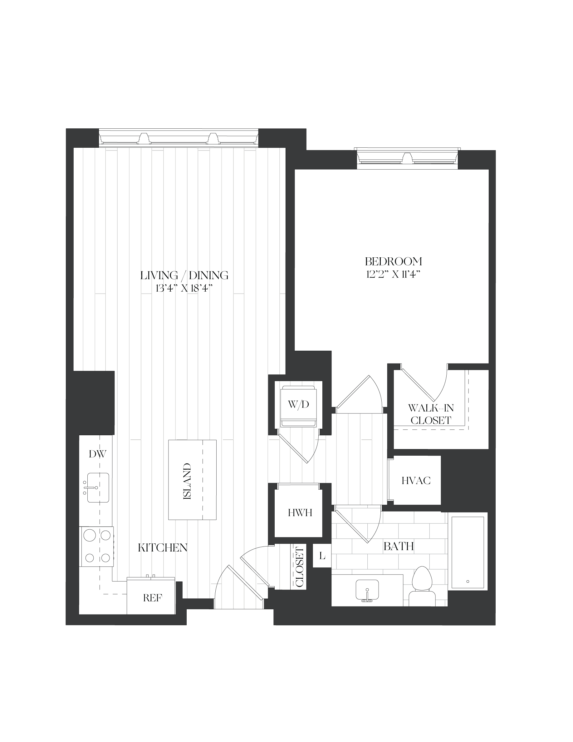 1 Bed/1 Bath-1B-1-B-The Barrett floor plan