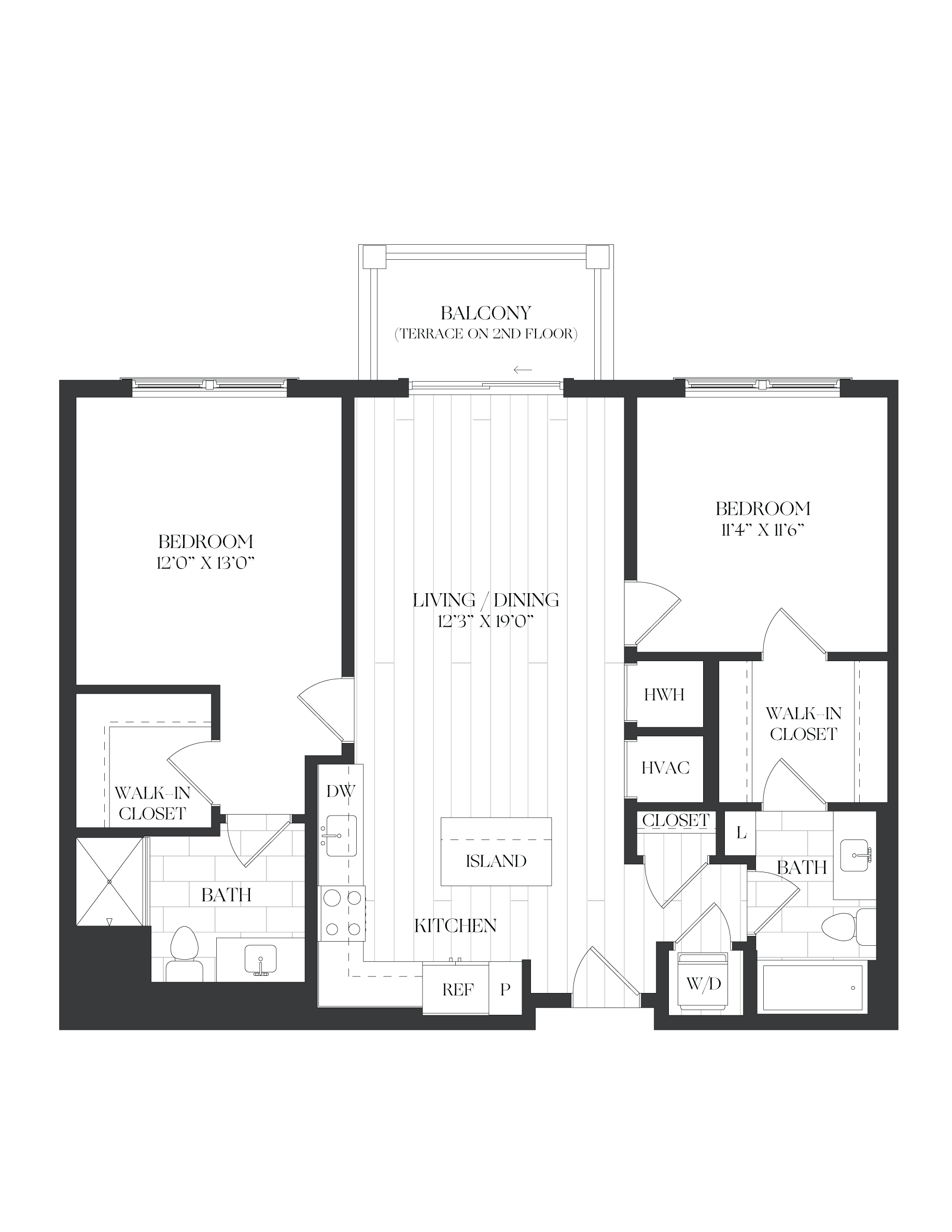2 Bed/2 Bath-2B-2-C-The Barrett floor plan