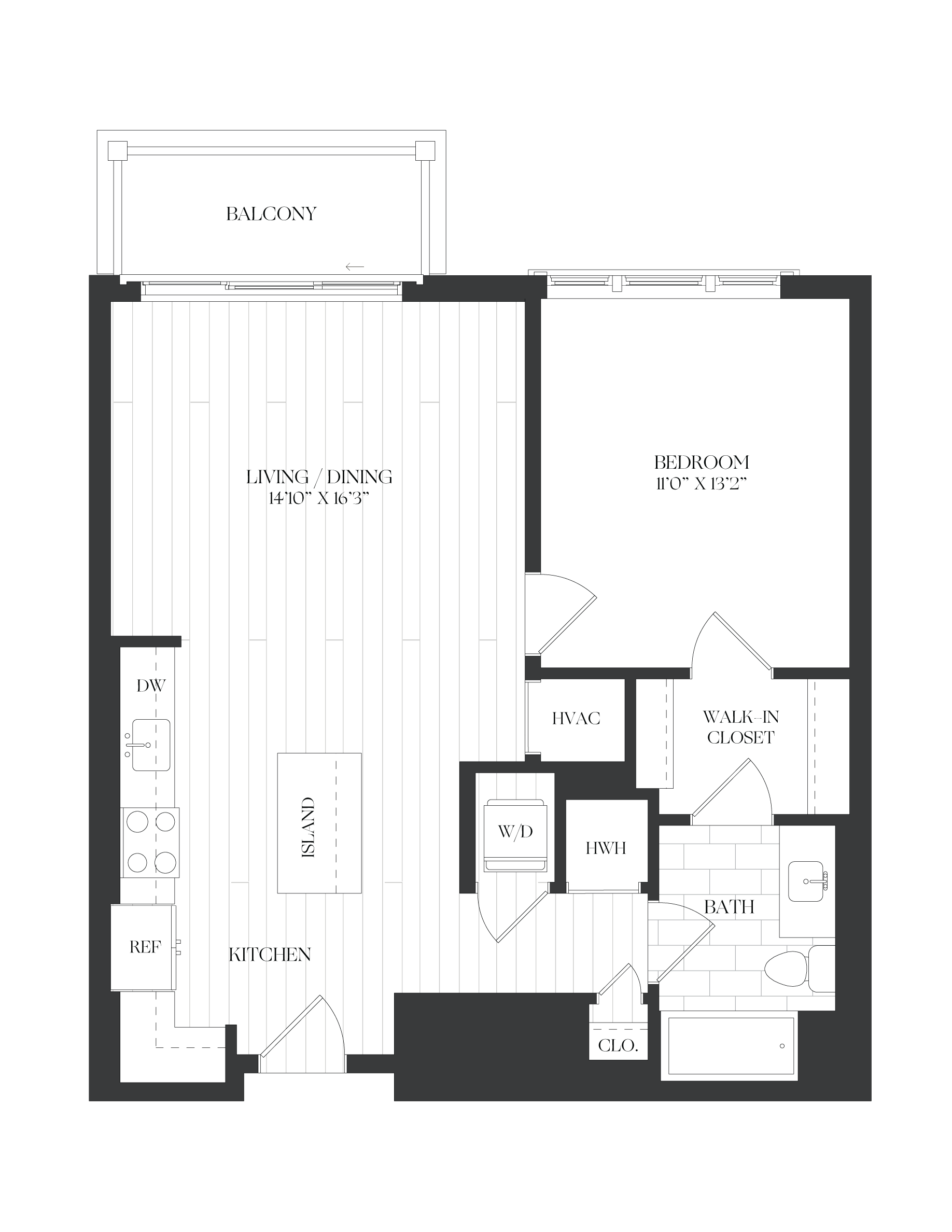 1 Bed/1 Bath-1B-2-The Barrett floor plan