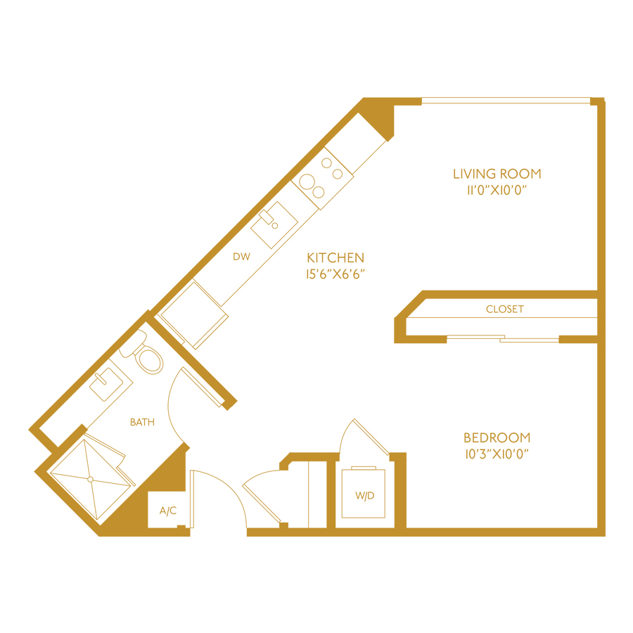 S5 - 0 Bedroom 1 Bath floor plan