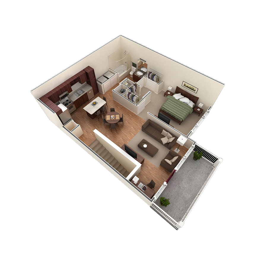 1 BR Designer Overlook floor plan