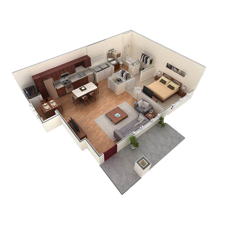 1 BR Grand Courtyard floor plan