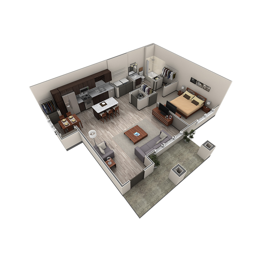 1 BR Grand Courtyard floor plan