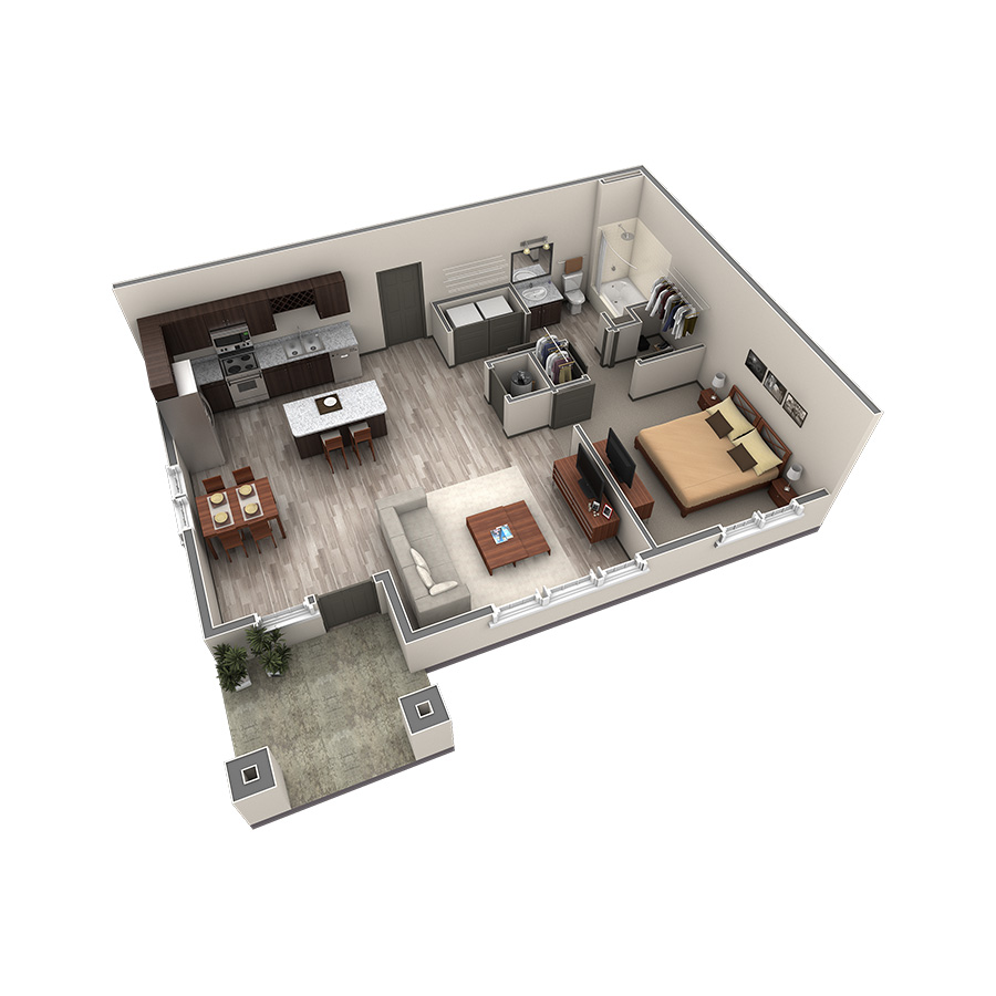 1 BR Haven Courtyard floor plan