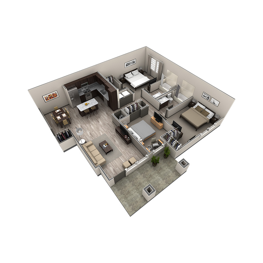 3 BR Grand Courtyard floor plan