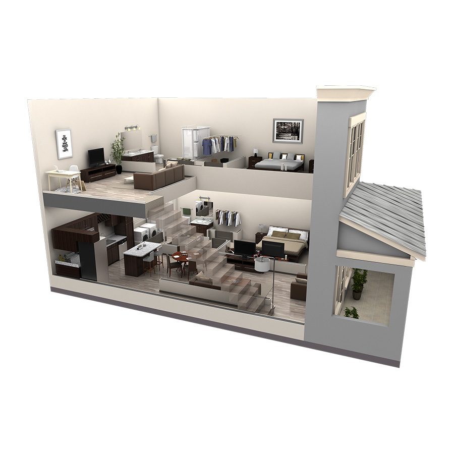 2 BR Designer Loft floor plan