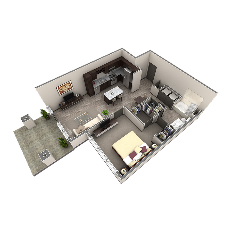 1 BR Vue Overlook Stair floor plan