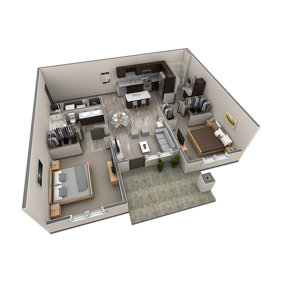 2 BR Haven Courtyard floor plan