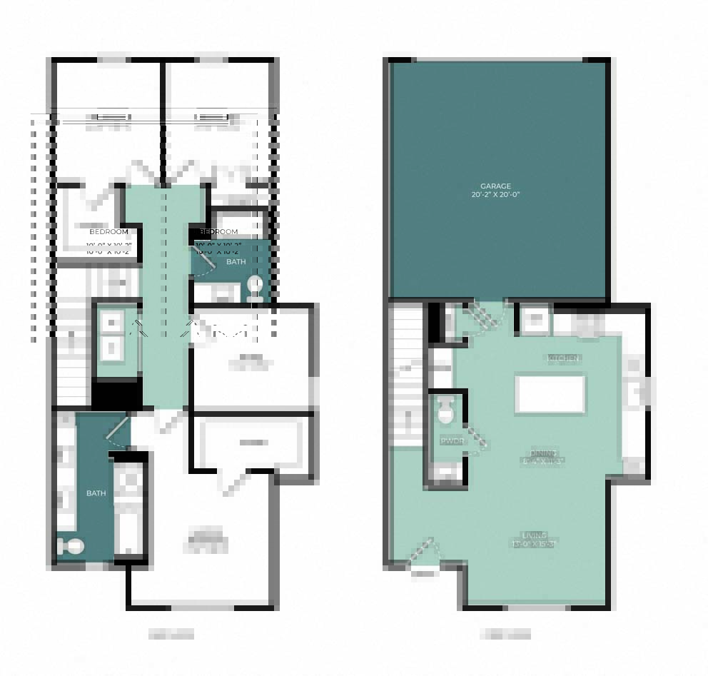 Rendering of the TA floor plan with 3 bedroom[s] and 2.5 bathroom[s] at Windsor West Plano
