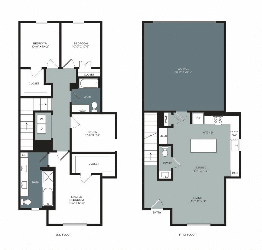 Rendering of the TA - Townhome floor plan with 3 bedroom[s] and 2.5 bathroom[s] at Windsor West Plano