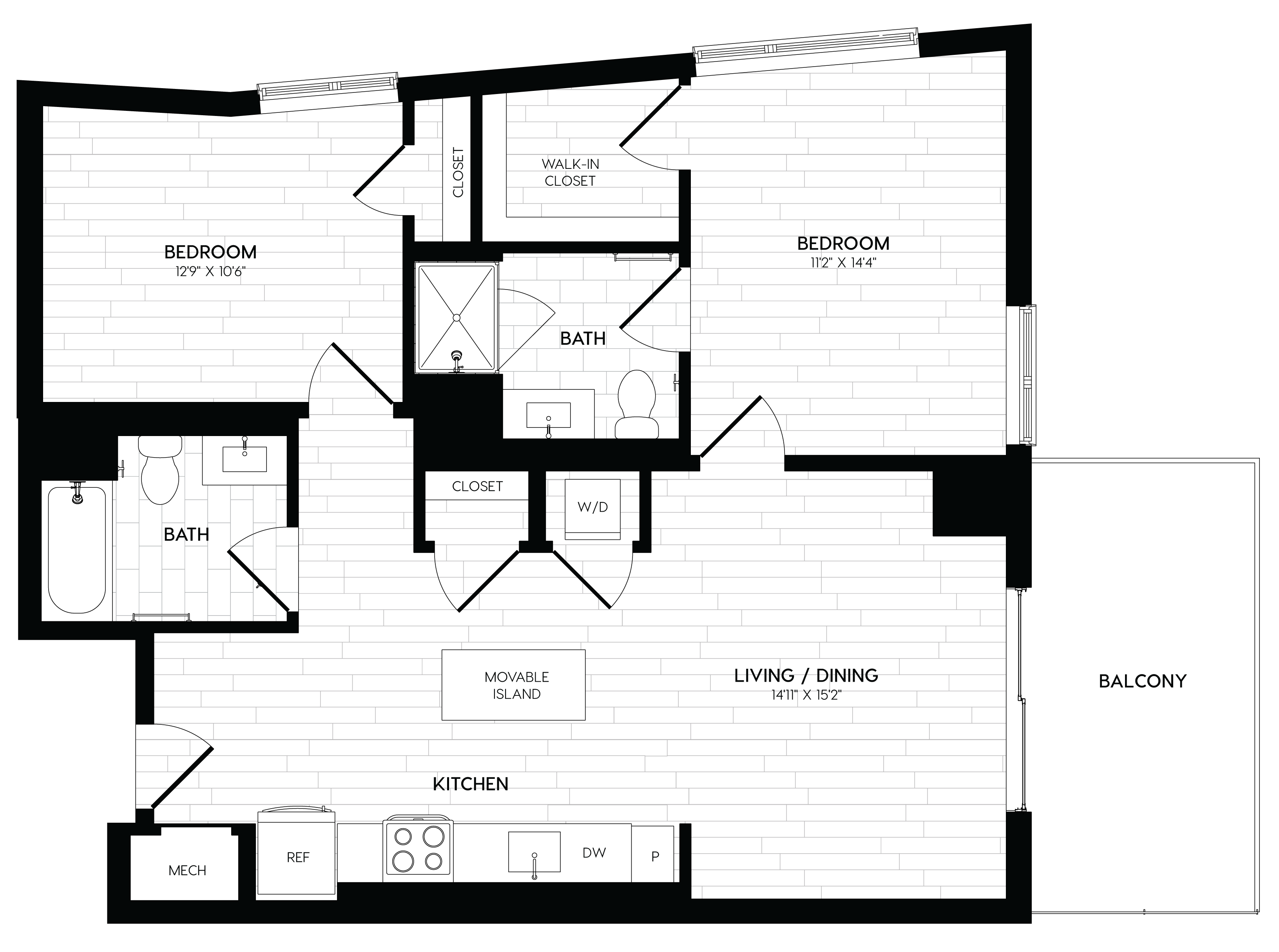 2 Bed/2 Bath-B1 floor plan