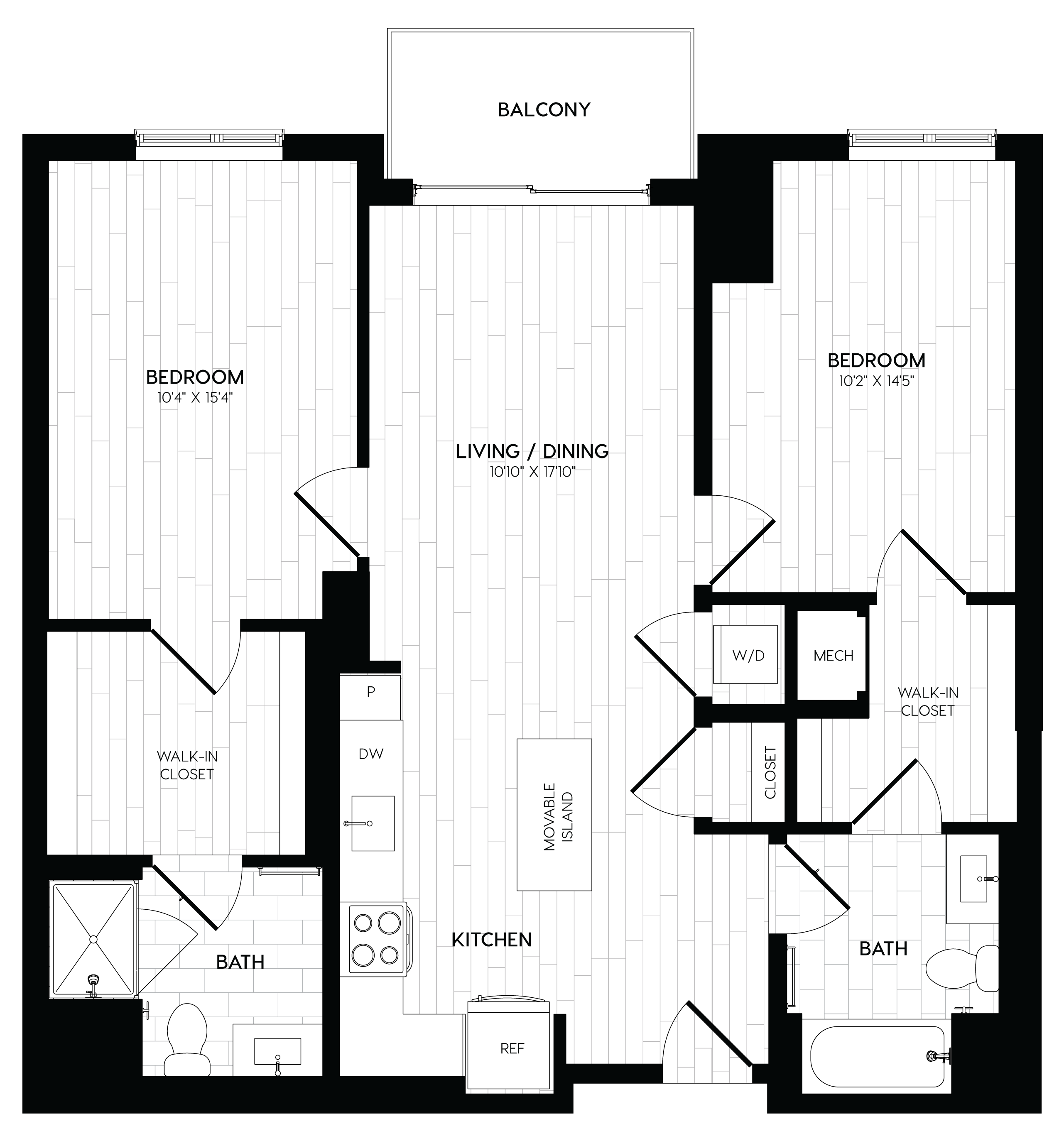 2 Bed/2 Bath-B5 floor plan