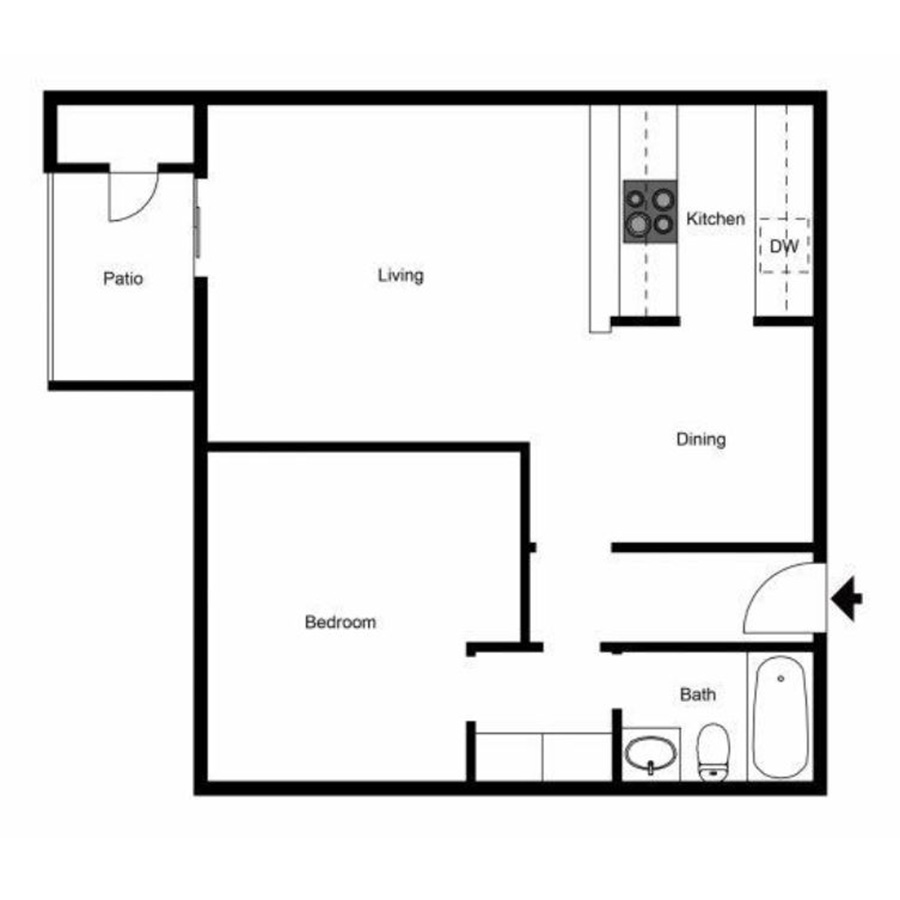 1x1AR T3 floor plan