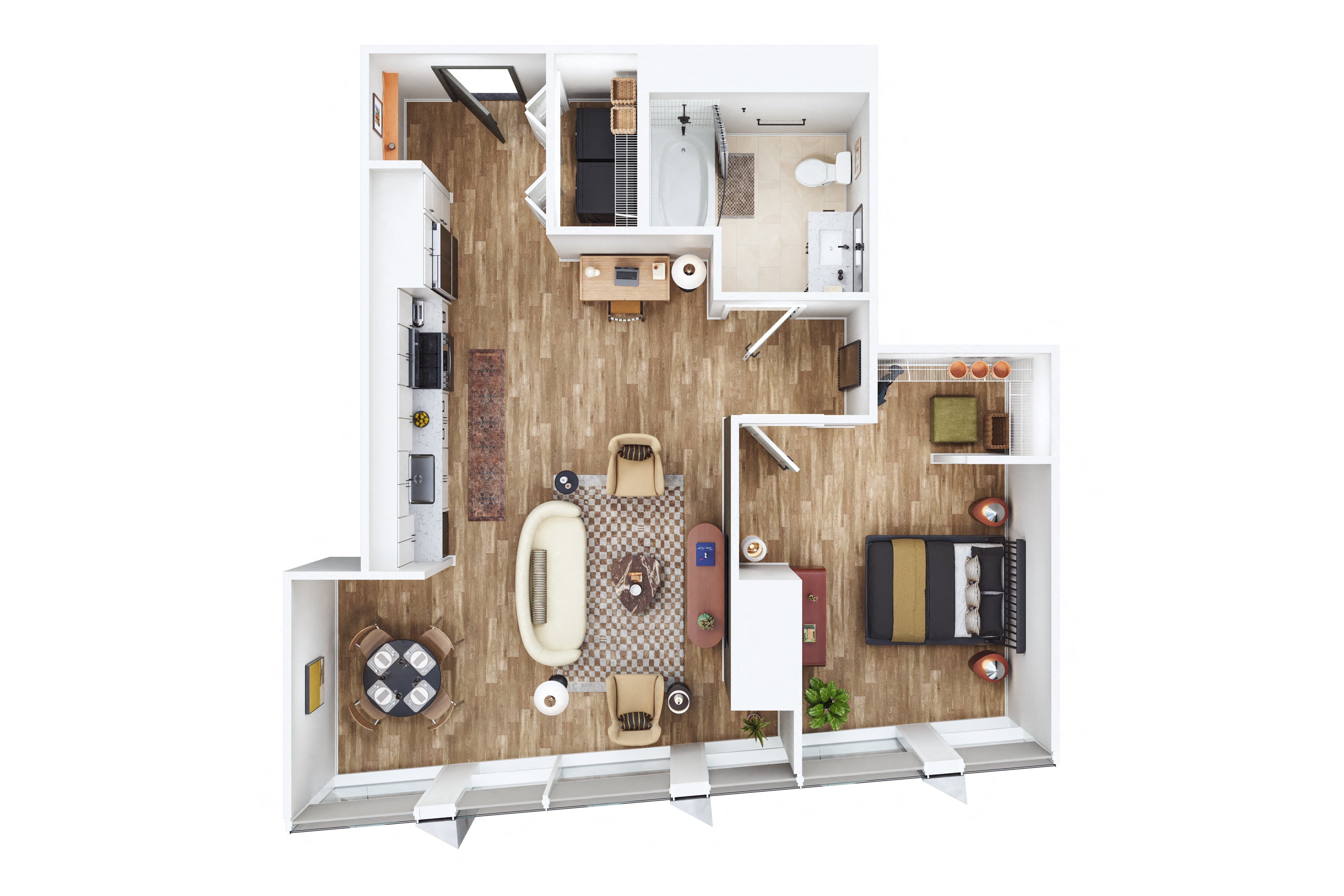 One Bed- I floor plan