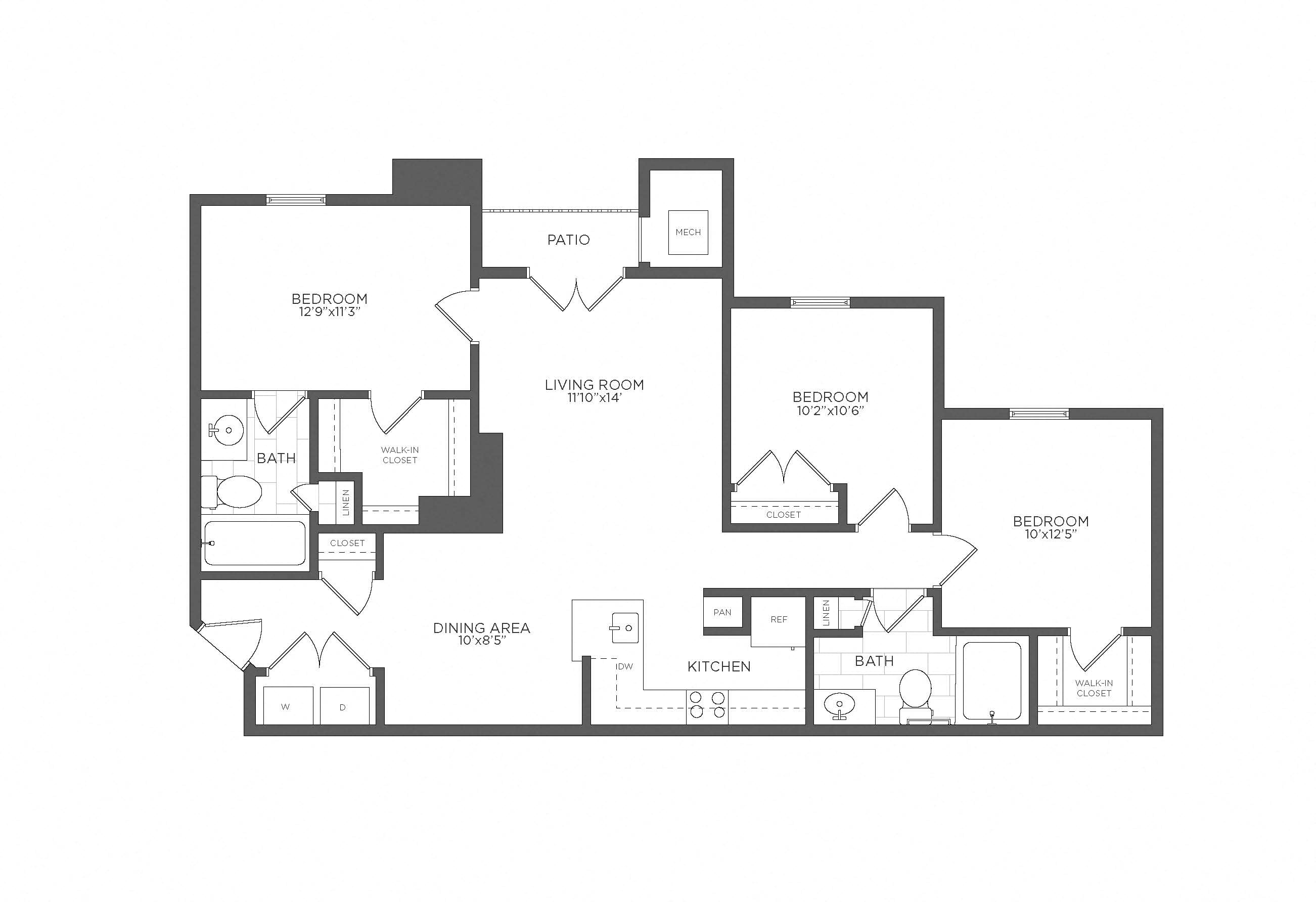 3 Bed/2 Bath-C1 floor plan