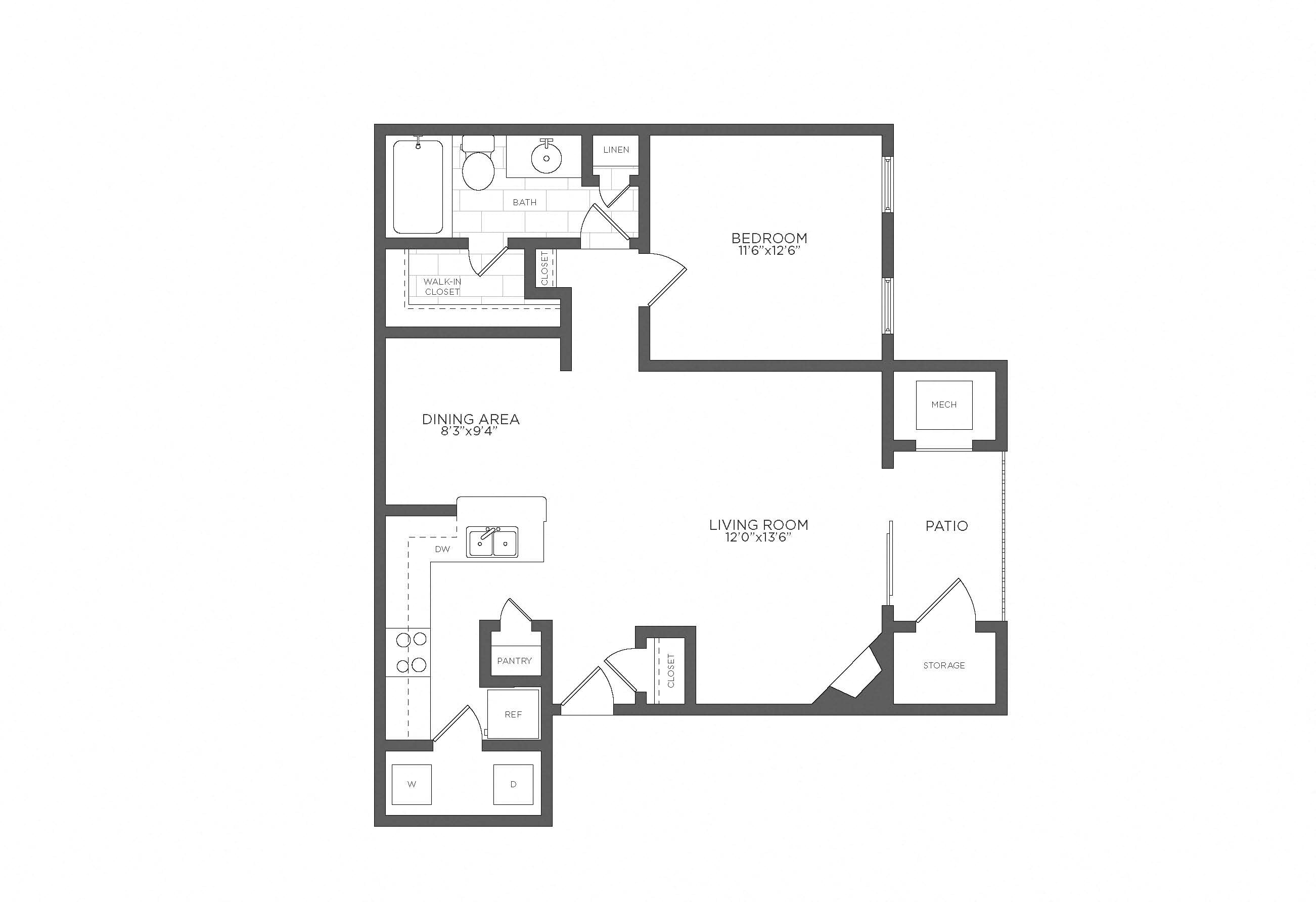 1 Bed/1 Bath-A2 floor plan